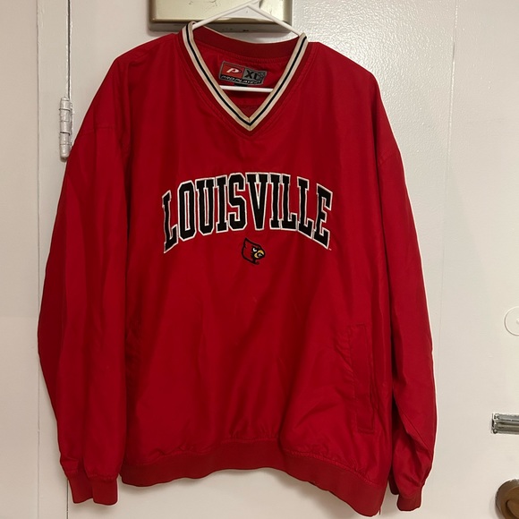 Other - Red Louisville Men Windbreaker Pullover Embroidered Oversized XL